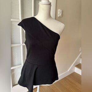 BCBG One-Shoulder Peplum Top